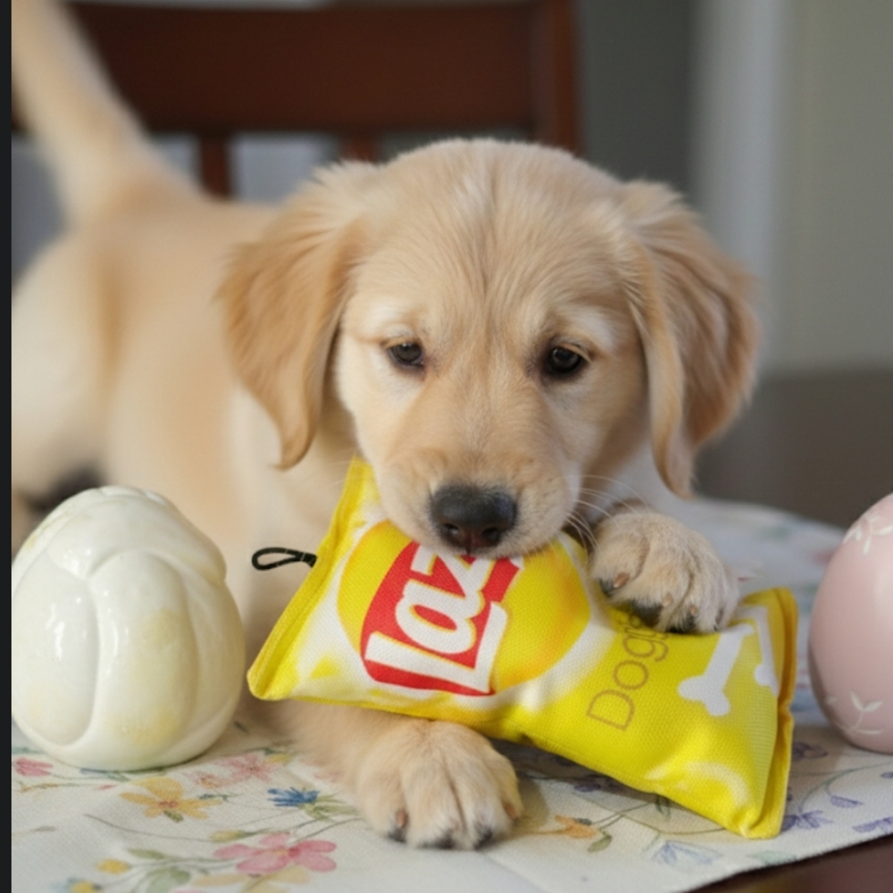 Lazy Doggy Chip Squeaky Toy